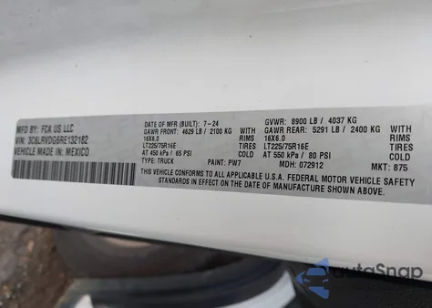 2024 Ram Promaster 2500 Tradesman High Roof 159 Wb W/Pass Seat from USA, damaged, VIN 3C6LRVDG6RE132182